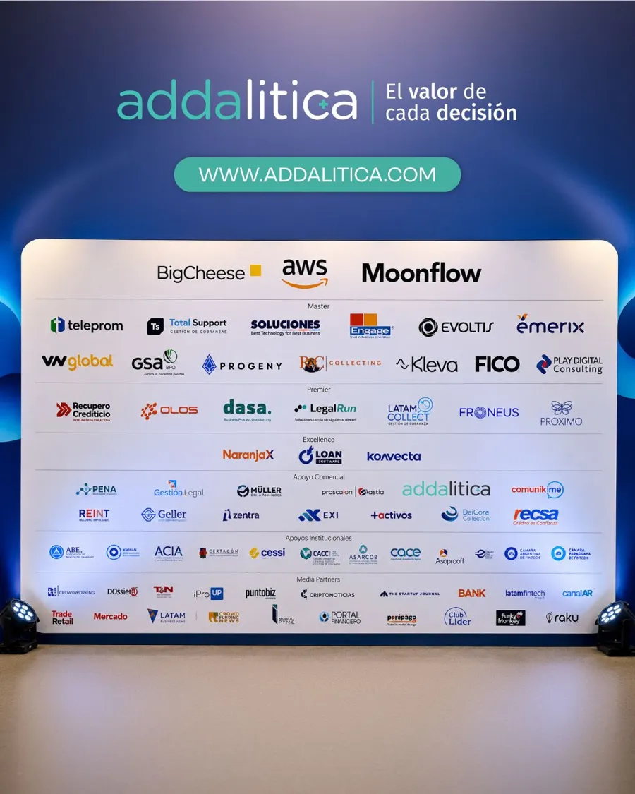 Panel de sponsors de Financial Innovation Argentina 2026, con Addalitica entre las empresas participantes
