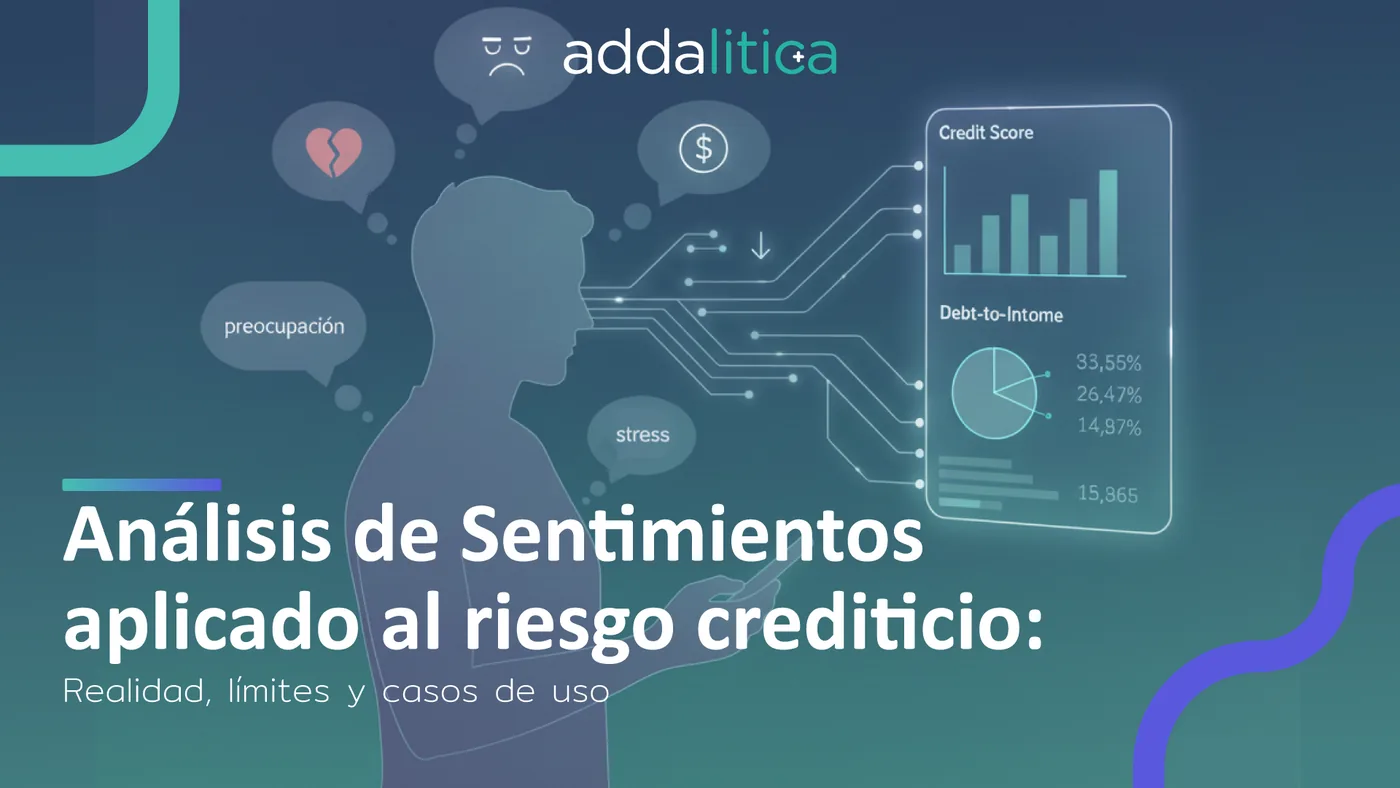 Placa de apertura del artículo, con el título junto a la silueta de una persona cuyas expresiones y preocupaciones se conectan a un panel de score crediticio.